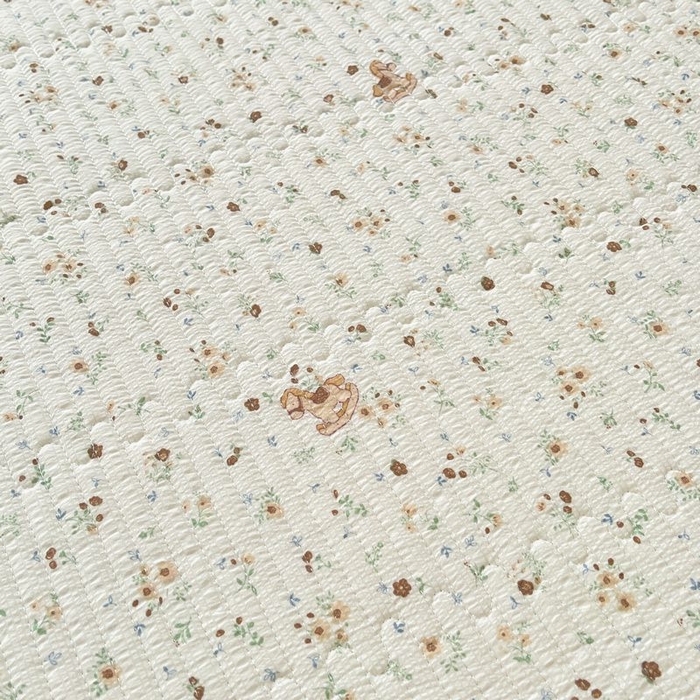 91家纺网 家纺一手货源 找家纺 梵朴 2026新款A类泡芙双层纱云感邹邹纱床盖三件套 木马小花