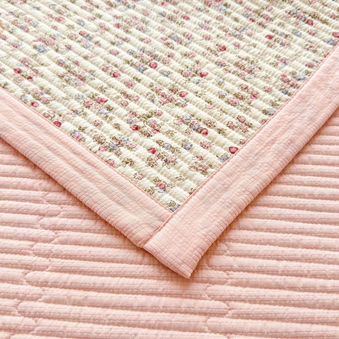 91家纺网 家纺一手货源 找家纺 梵朴 2026新款A类泡芙双层纱云感邹邹纱床盖三件套 紫花免