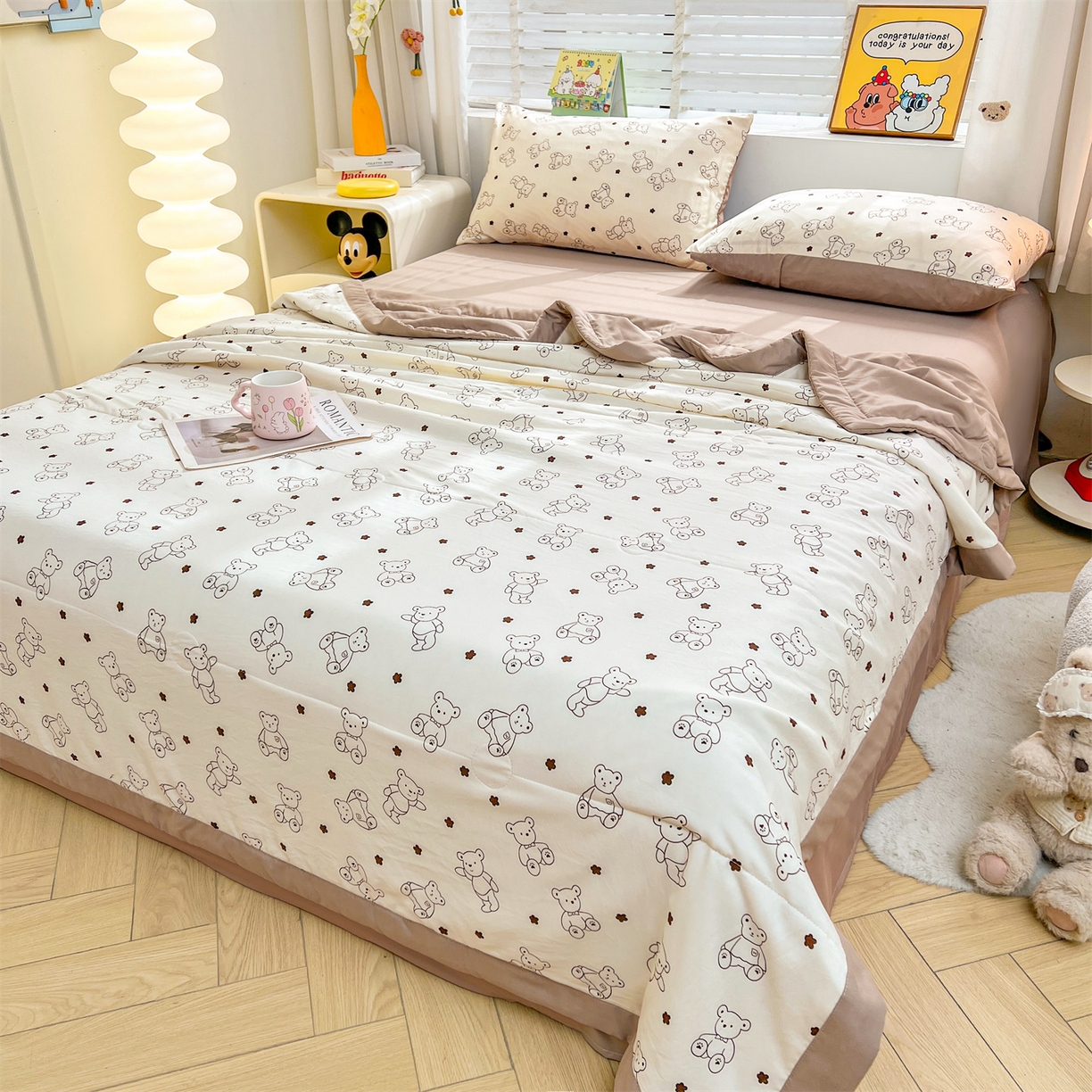 91家纺网 家纺一手货源 找家纺 犇牛仓储供应链 2026新款高克重水洗棉印花棉花夏被夏凉被空调被 小熊学院