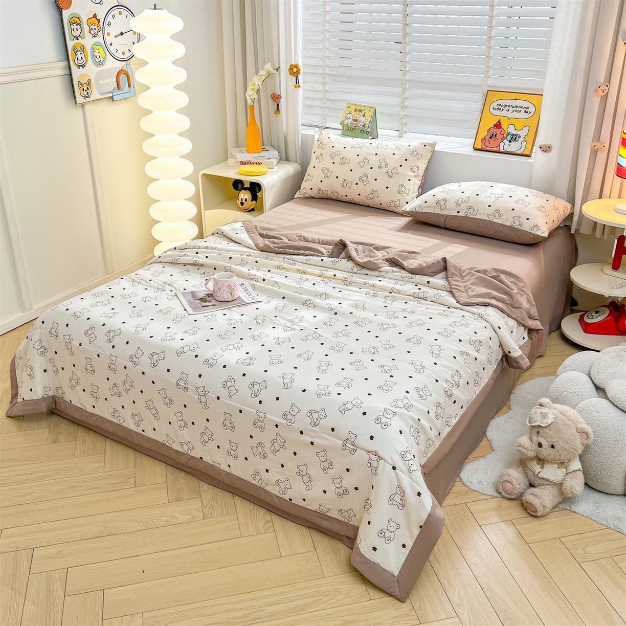 91家纺网 家纺一手货源 找家纺 犇牛仓储供应链 2026新款高克重水洗棉印花棉花夏被夏凉被空调被 小熊学院