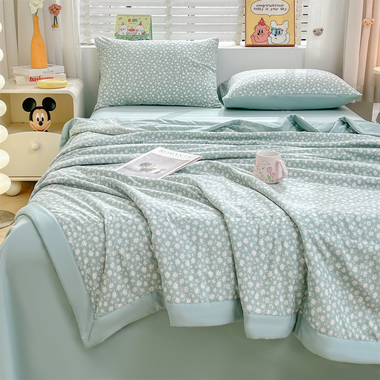 91家纺网 家纺一手货源 找家纺 犇牛仓储供应链 2026新款高克重水洗棉印花棉花夏被夏凉被空调被 朵拉花园