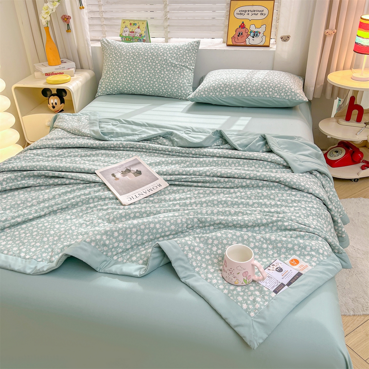 91家纺网 家纺一手货源 找家纺 犇牛仓储供应链 2026新款高克重水洗棉印花棉花夏被夏凉被空调被 朵拉花园