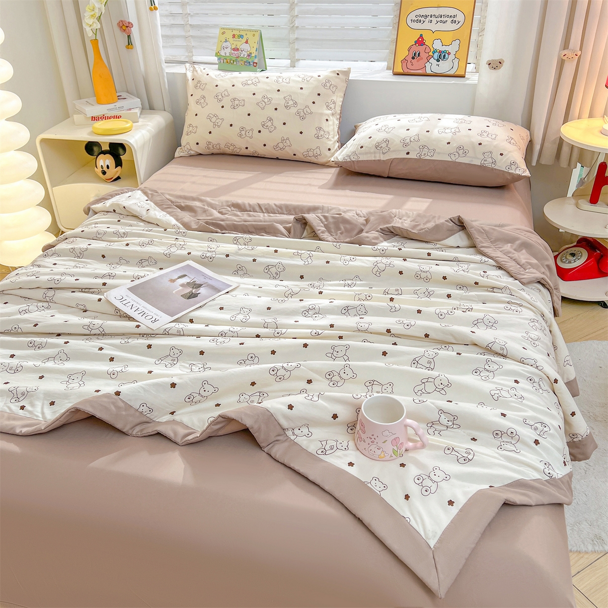 91家纺网 家纺一手货源 找家纺 犇牛仓储供应链 2026新款高克重水洗棉印花棉花夏被夏凉被空调被 小熊学院