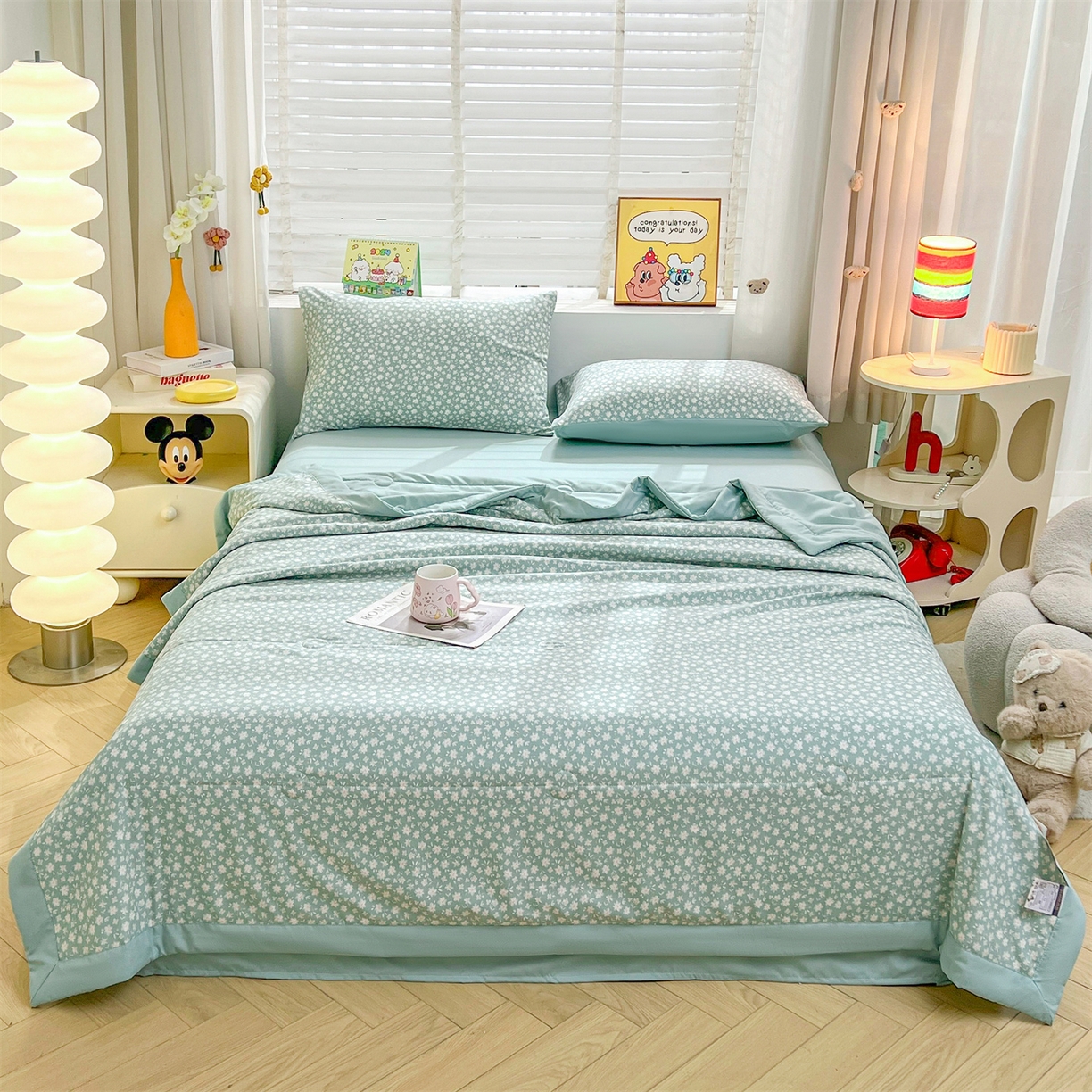 91家纺网 家纺一手货源 找家纺 犇牛仓储供应链 2026新款高克重水洗棉印花棉花夏被夏凉被空调被 朵拉花园