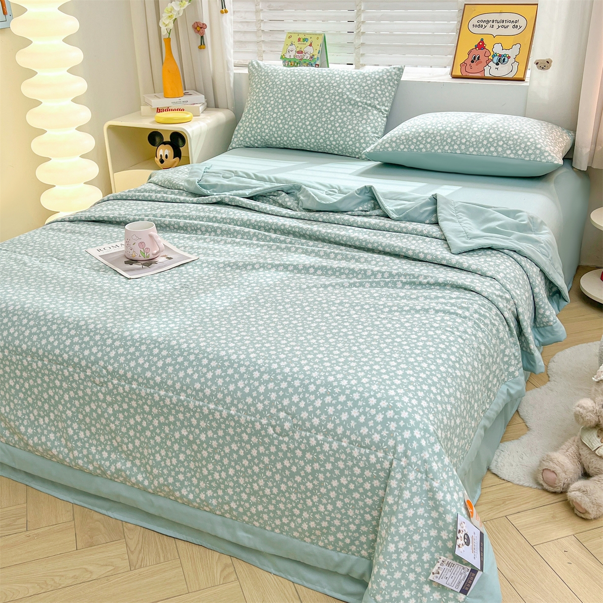 91家纺网 家纺一手货源 找家纺 犇牛仓储供应链 2026新款高克重水洗棉印花棉花夏被夏凉被空调被 朵拉花园