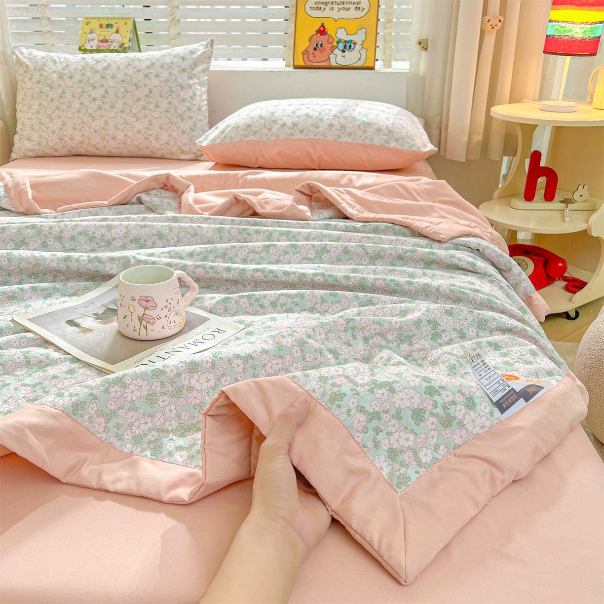 91家纺网 家纺一手货源 找家纺 犇牛仓储供应链 2026新款高克重水洗棉印花棉花夏被夏凉被空调被 春日絮语