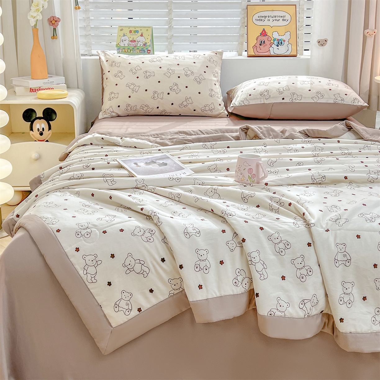 91家纺网 家纺一手货源 找家纺 犇牛仓储供应链 2026新款高克重水洗棉印花棉花夏被夏凉被空调被 小熊学院