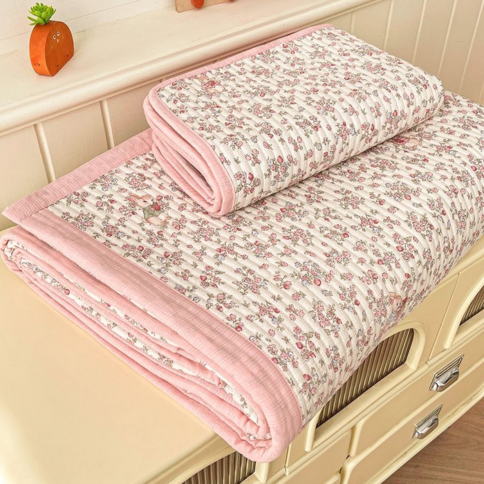 91家纺网 家纺一手货源 找家纺 梵朴 2026新款A类泡芙双层纱云感邹邹纱床盖三件套 紫花免