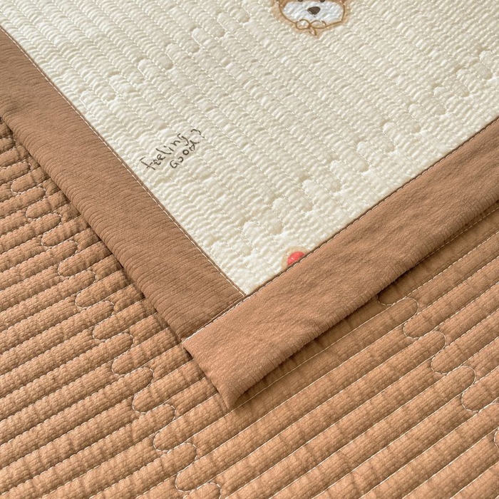 91家纺网 家纺一手货源 找家纺 梵朴 2026新款A类泡芙双层纱云感邹邹纱床盖三件套 萌宠