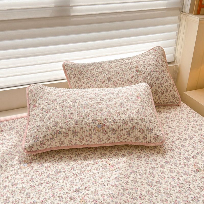 91家纺网 家纺一手货源 找家纺 梵朴 2026新款A类泡芙双层纱云感邹邹纱床盖三件套 紫花免