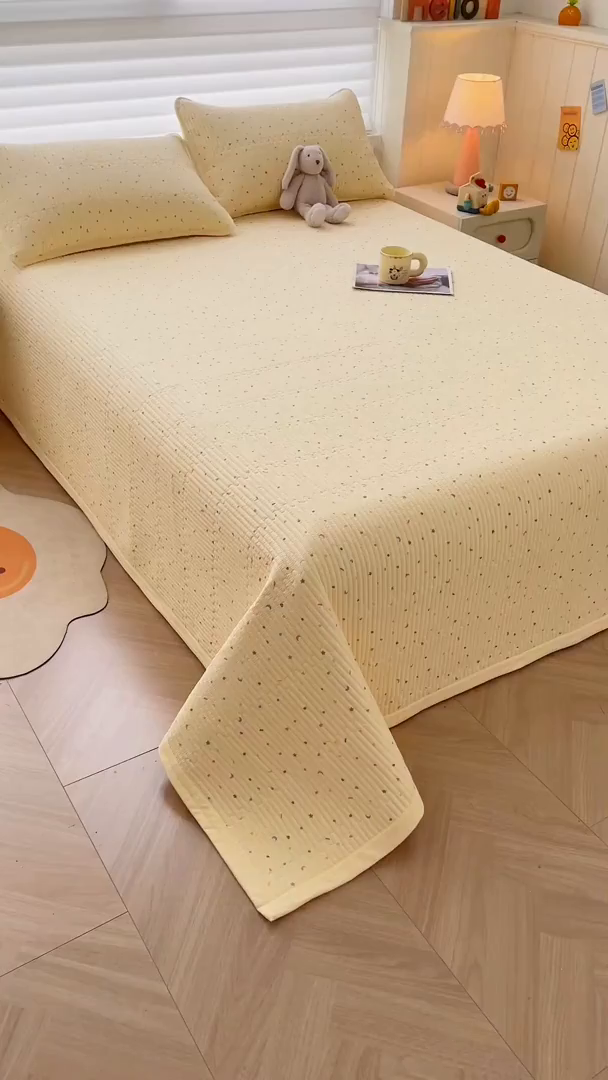 91家纺网 家纺一手货源 找家纺 梵朴 2026新款A类泡芙双层纱云感邹邹纱床盖三件套 璀璨星空