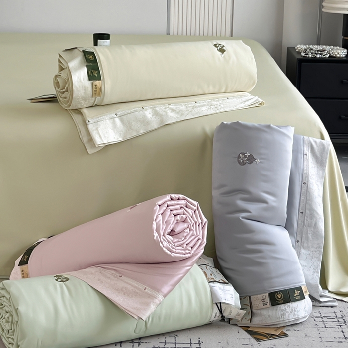 91家纺网 家纺一手货源 找家纺 桂雅居 2026新款东芳茶净--福运绵长工艺夏被被子被芯 组合