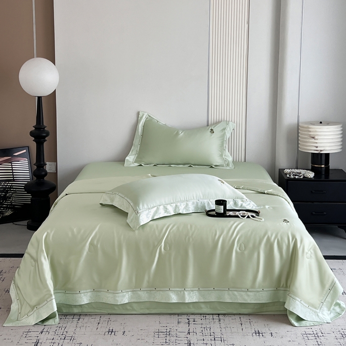 91家纺网 家纺一手货源 找家纺 桂雅居 2026新款东芳茶净--福运绵长工艺夏被被子被芯 丝柔绿