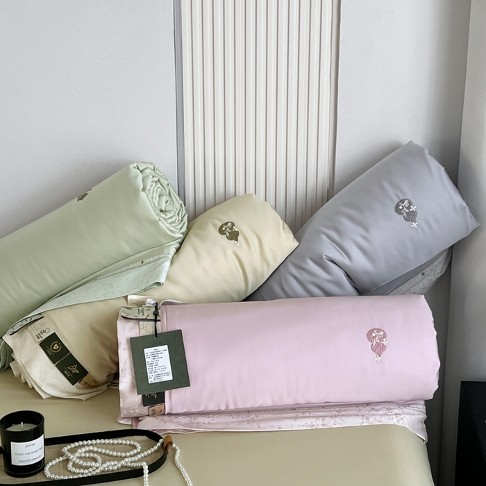 91家纺网 家纺一手货源 找家纺 桂雅居 2026新款东芳茶净--福运绵长工艺夏被被子被芯 组合