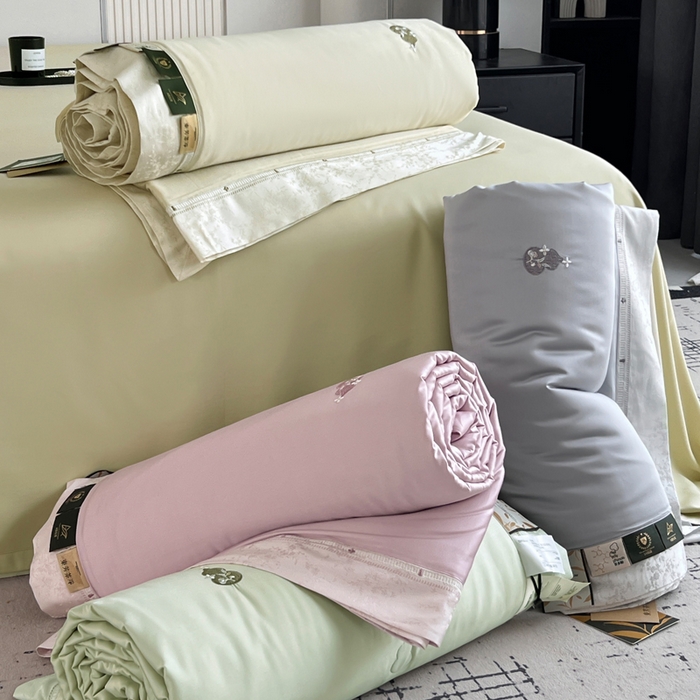 91家纺网 家纺一手货源 找家纺 桂雅居 2026新款东芳茶净--福运绵长工艺夏被被子被芯 组合