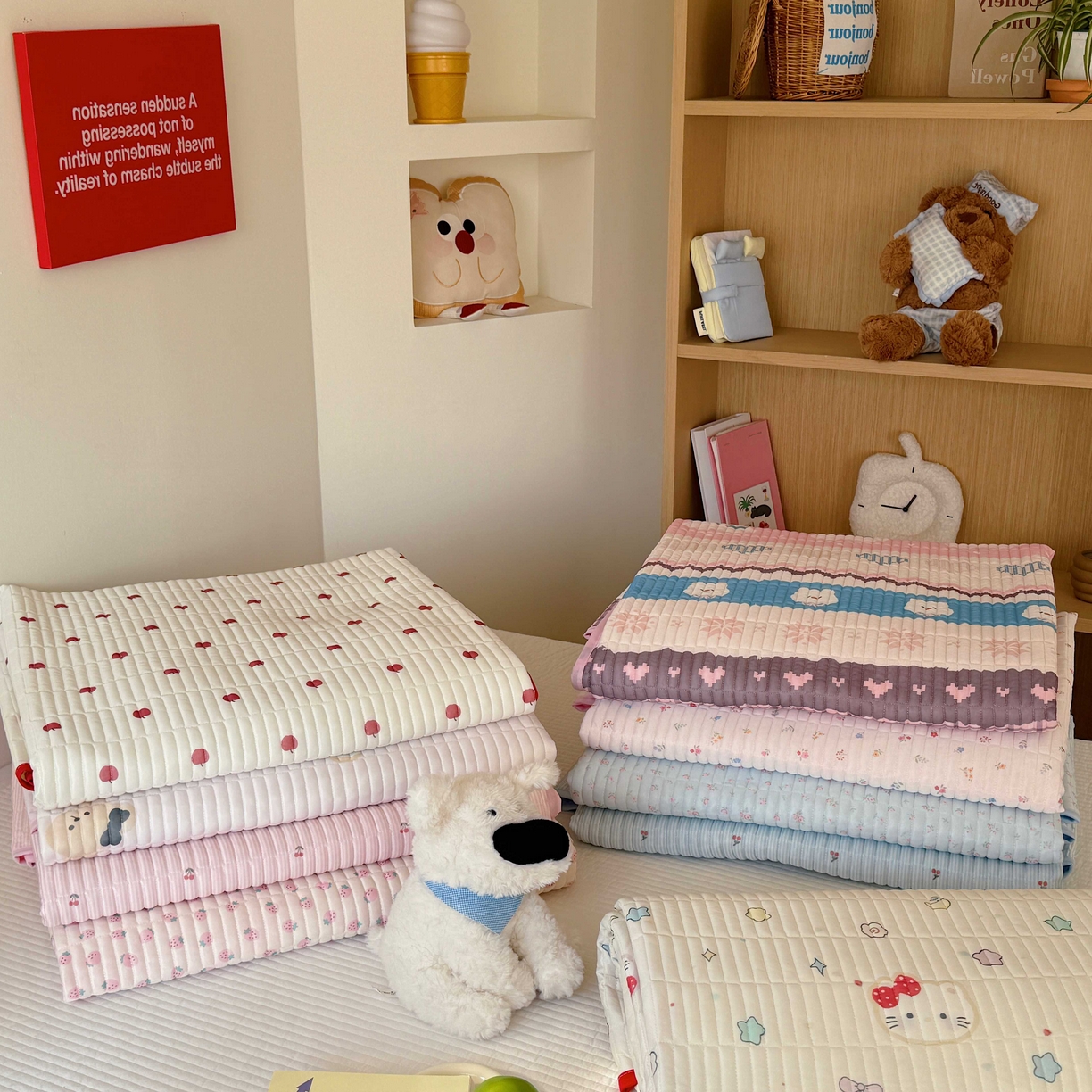 91家纺网 家纺一手货源 找家纺 美乐迪家纺 2026春夏新款水光冰丝床盖夏被夏凉被空调被四件套 组合图仅供展示不可下单