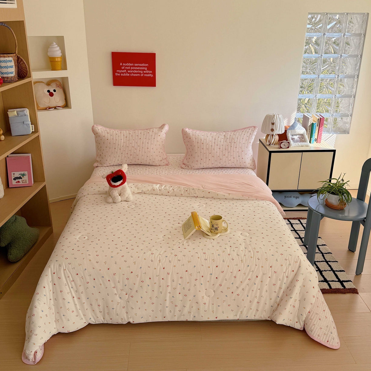 91家纺网 家纺一手货源 找家纺 美乐迪家纺 2026春夏新款水光冰丝床盖夏被夏凉被空调被四件套 彩色小花