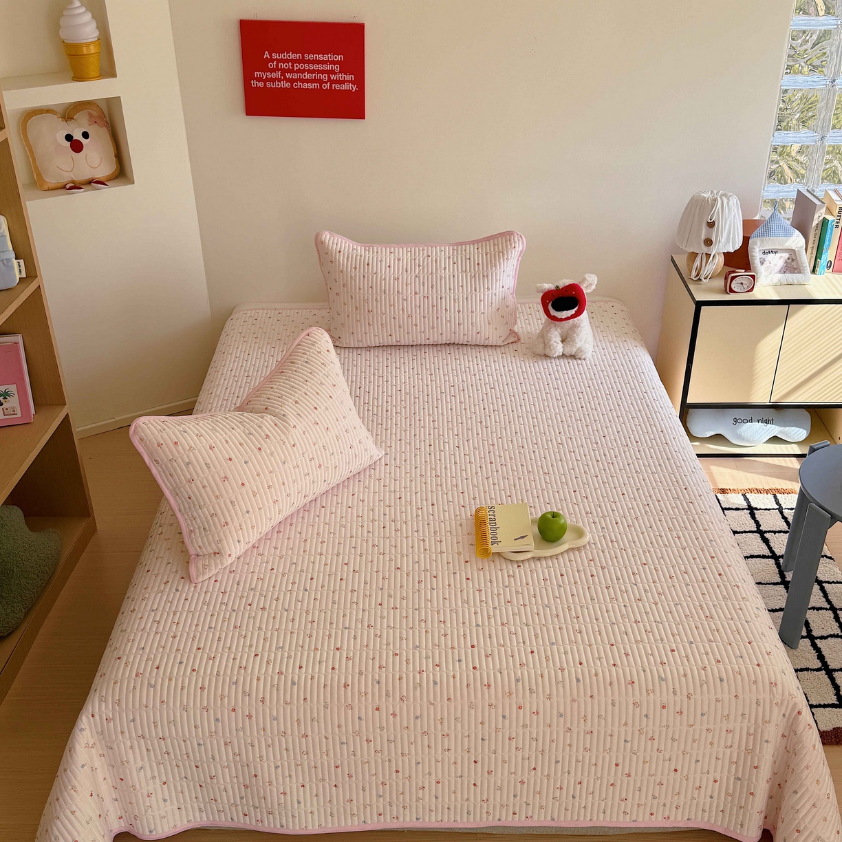 91家纺网 家纺一手货源 找家纺 美乐迪家纺 2026春夏新款水光冰丝床盖夏被夏凉被空调被四件套 彩色小花