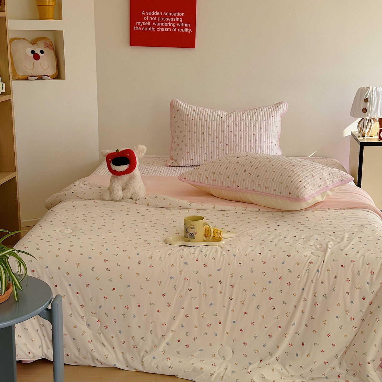 91家纺网 家纺一手货源 找家纺 美乐迪家纺 2026春夏新款水光冰丝床盖夏被夏凉被空调被四件套 彩色小花