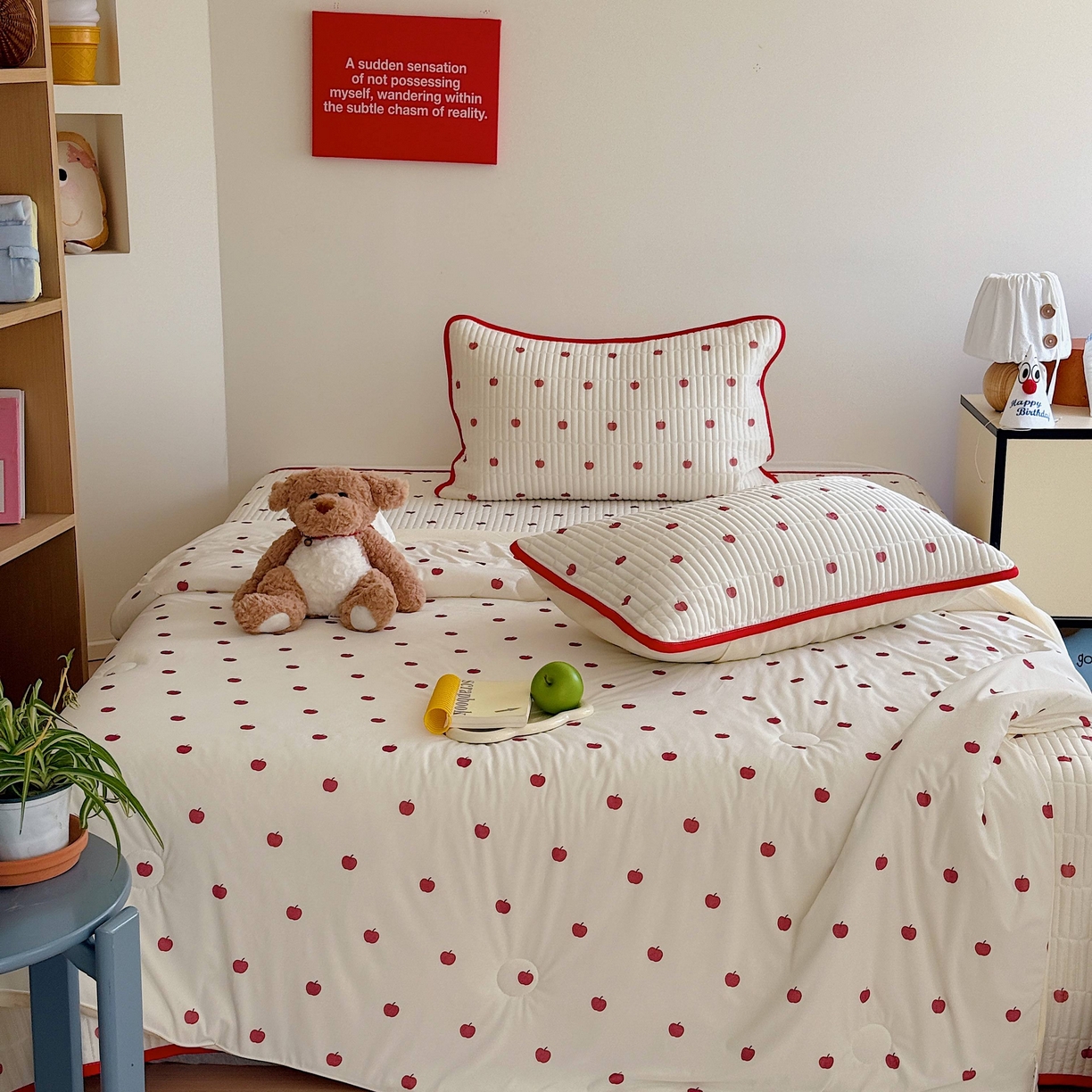 91家纺网 家纺一手货源 找家纺 美乐迪家纺 2026春夏新款水光冰丝床盖夏被夏凉被空调被四件套 苹果