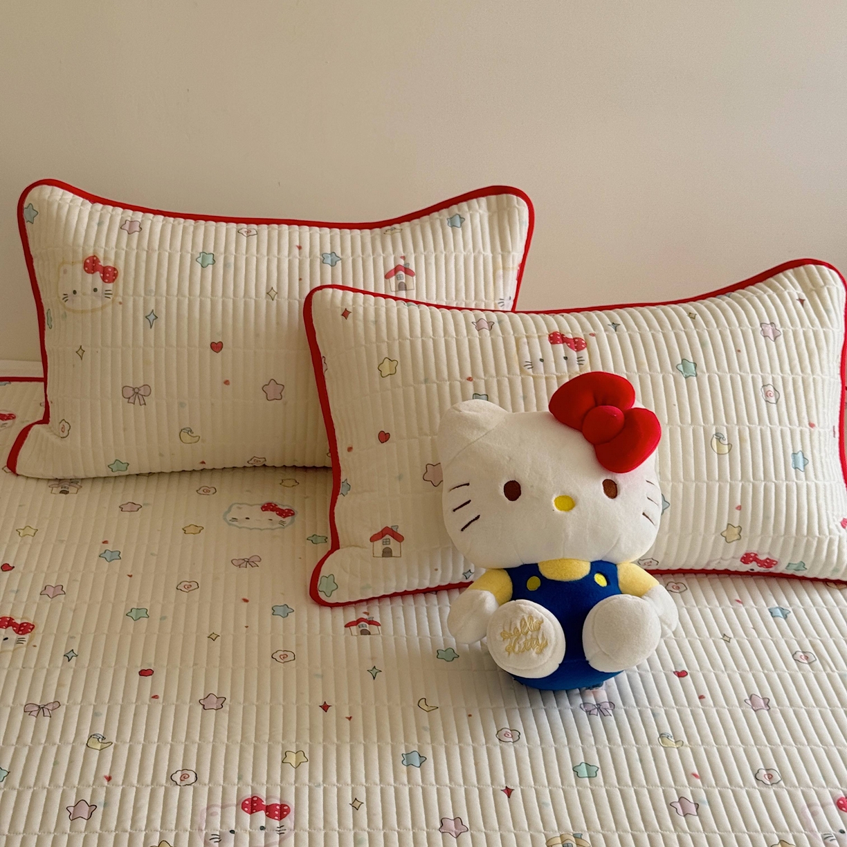 91家纺网 家纺一手货源 找家纺 美乐迪家纺 2026春夏新款水光冰丝床盖夏被夏凉被空调被四件套 星星猫咪