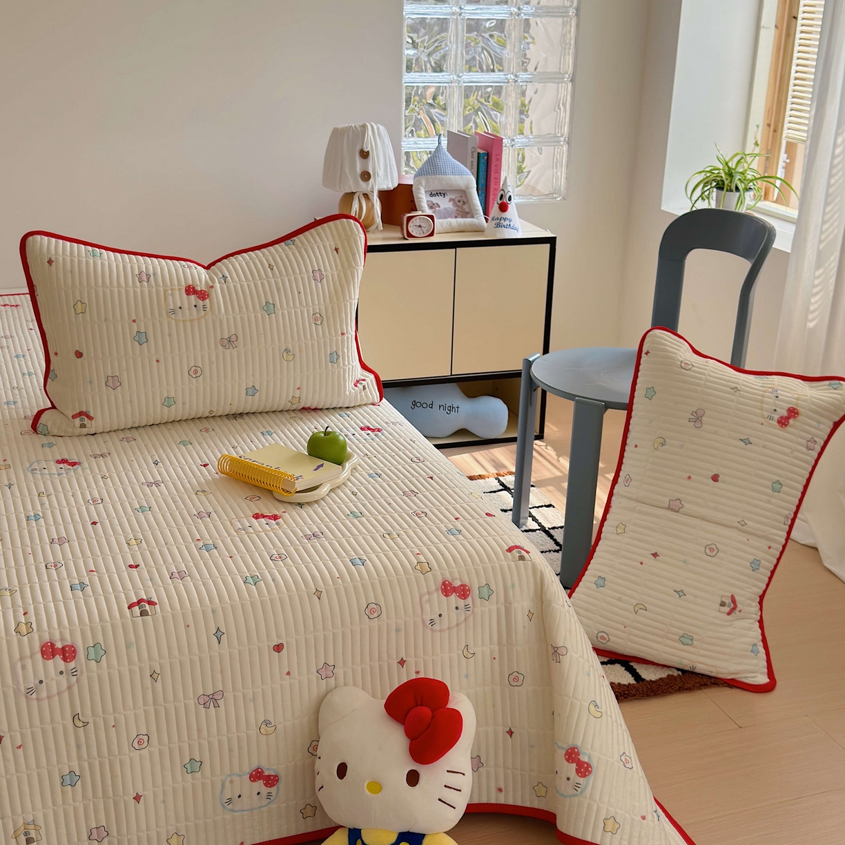 91家纺网 家纺一手货源 找家纺 美乐迪家纺 2026春夏新款水光冰丝床盖夏被夏凉被空调被四件套 星星猫咪