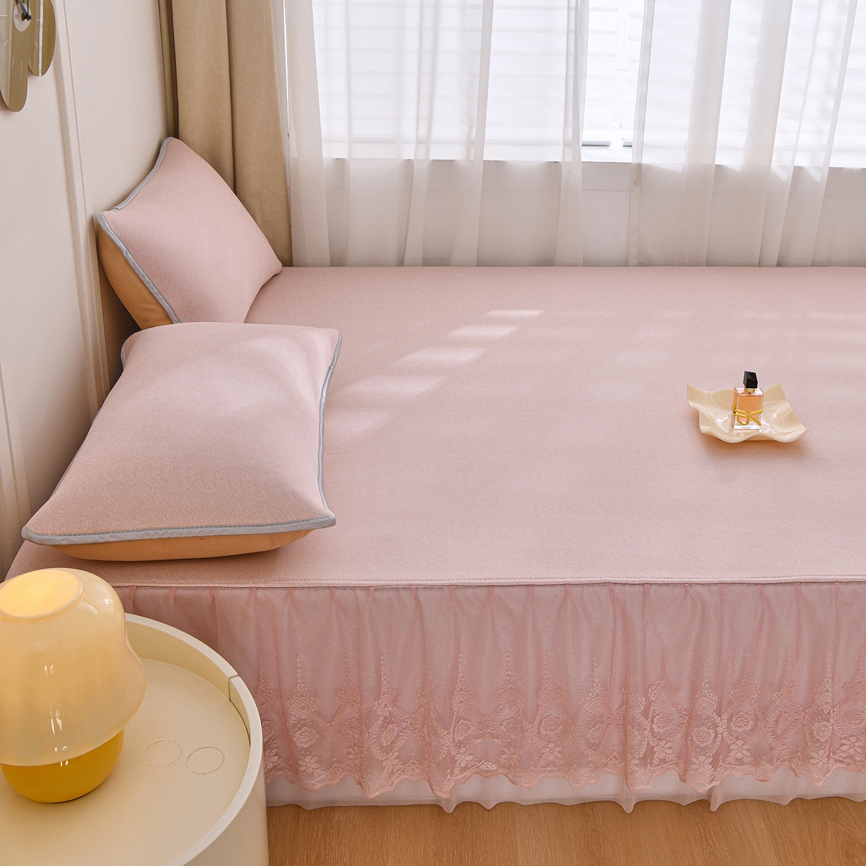 91家纺网 家纺一手货源 找家纺 （总）金艾草 2026新款纯色冰豆豆榻榻米凉席席子