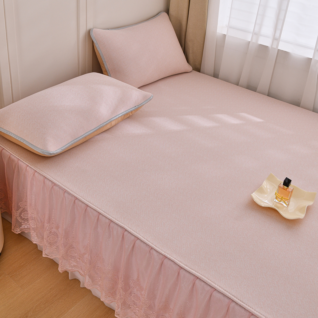 91家纺网 家纺一手货源 找家纺 （总）金艾草 2026新款纯色冰豆豆榻榻米凉席席子