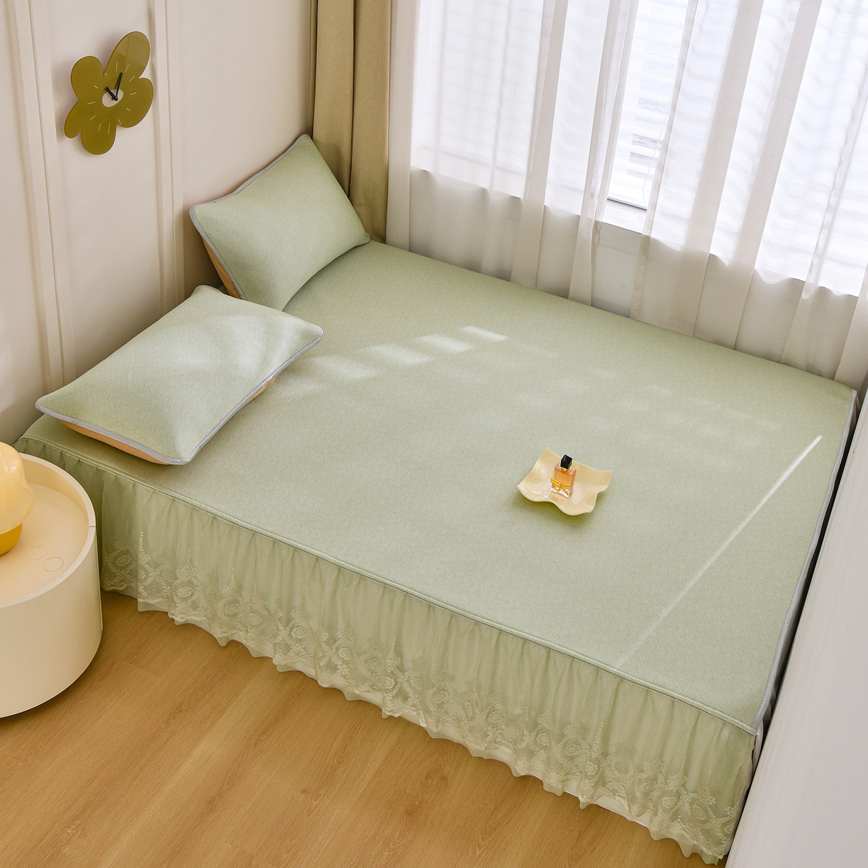 91家纺网 家纺一手货源 找家纺 （总）金艾草 2026新款纯色冰豆豆榻榻米凉席席子