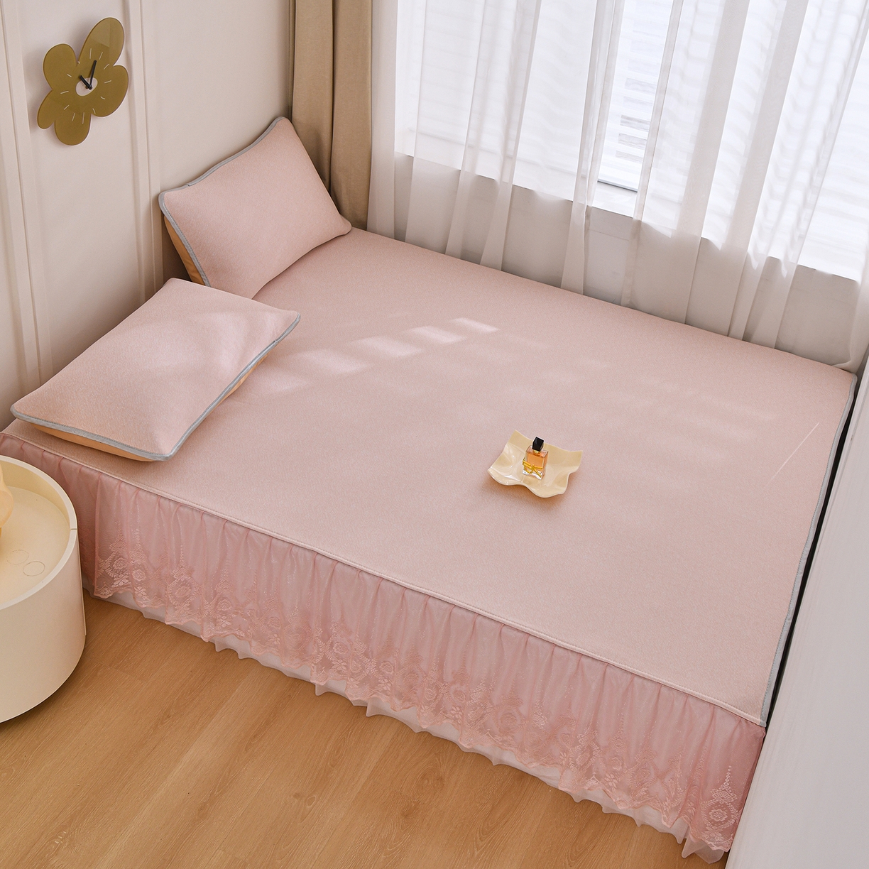 金艾草 2026新款纯色冰豆豆榻榻米凉席席子 凉豆豆-粉色