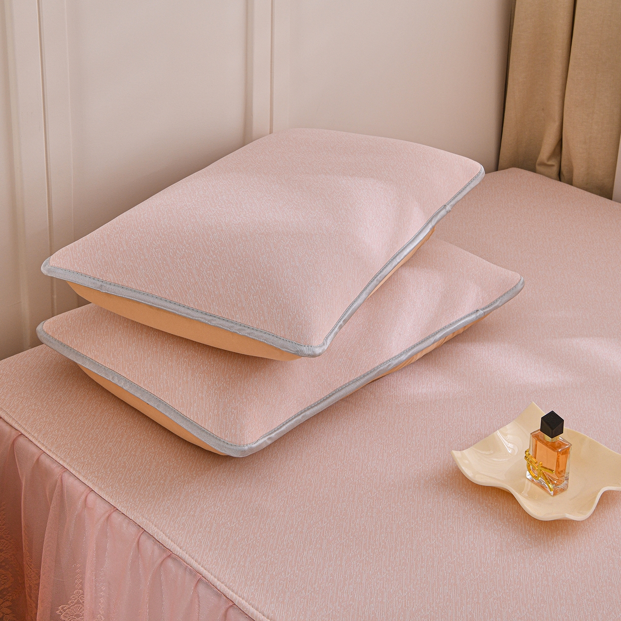 91家纺网 家纺一手货源 找家纺 金艾草 2026新款纯色冰豆豆榻榻米凉席席子 凉豆豆-粉色