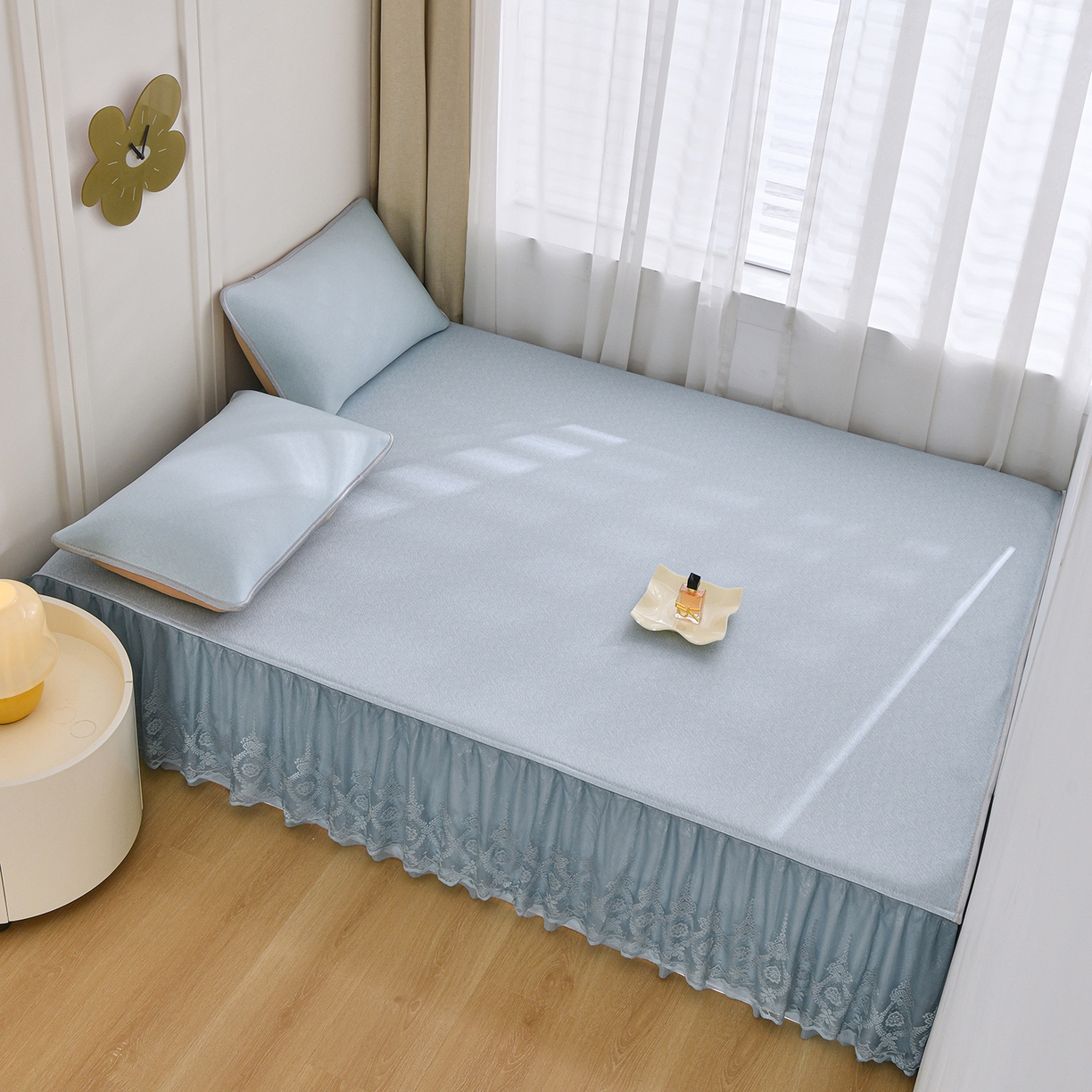 金艾草 2026新款纯色冰豆豆榻榻米凉席席子 凉豆豆-蓝色