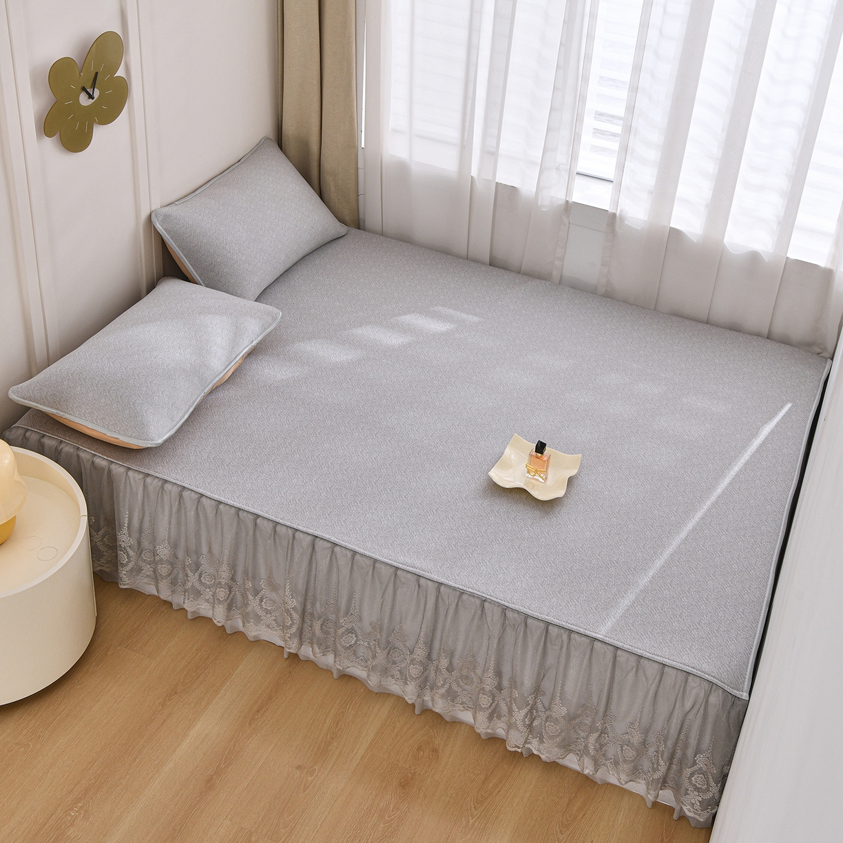 金艾草 2026新款纯色冰豆豆榻榻米凉席席子 凉豆豆-浅灰色