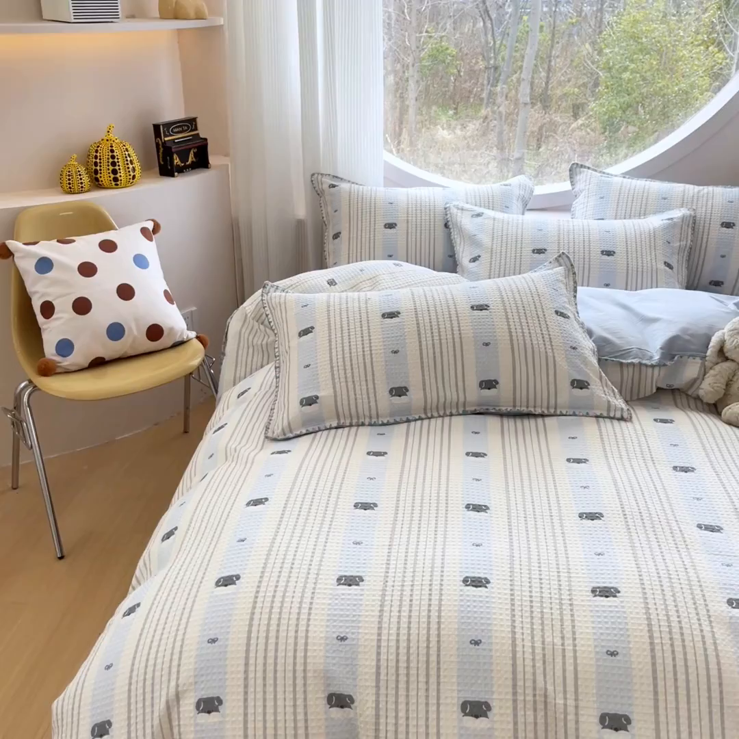 91家纺网 家纺一手货源 找家纺 （总）涵宸家纺 2026新款全棉华夫格贝壳边四件套