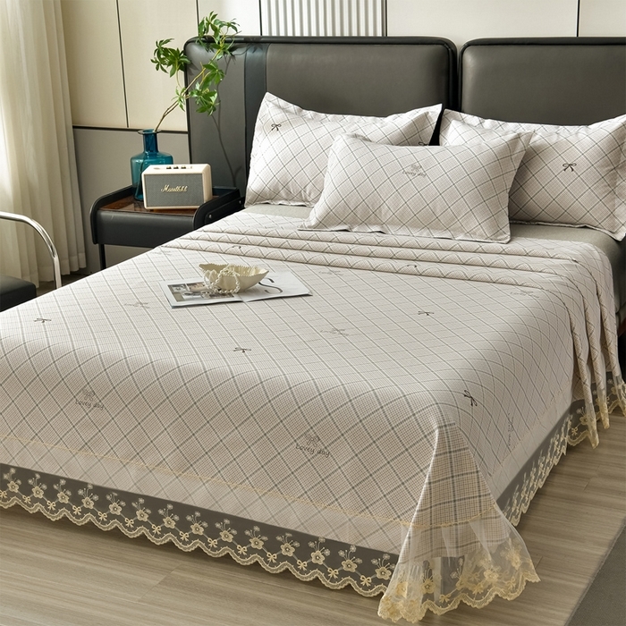 91家纺网 家纺一手货源 找家纺 （总）星窝家纺 2026新款花边老粗布凉席三件套