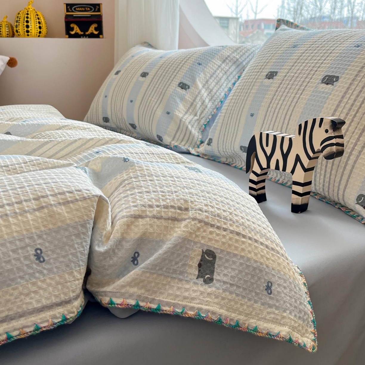 91家纺网 家纺一手货源 找家纺 （总）涵宸家纺 2026新款全棉华夫格贝壳边四件套