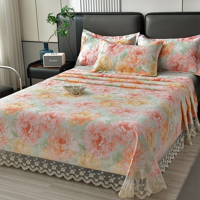 91家纺网 家纺一手货源 找家纺 （总）星窝家纺 2026新款花边老粗布凉席三件套