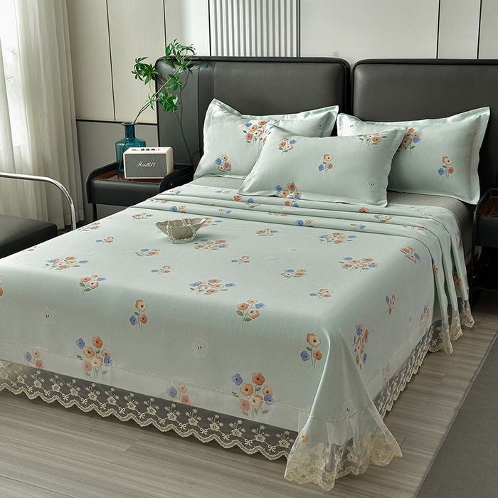 91家纺网 家纺一手货源 找家纺 （总）星窝家纺 2026新款花边老粗布凉席三件套