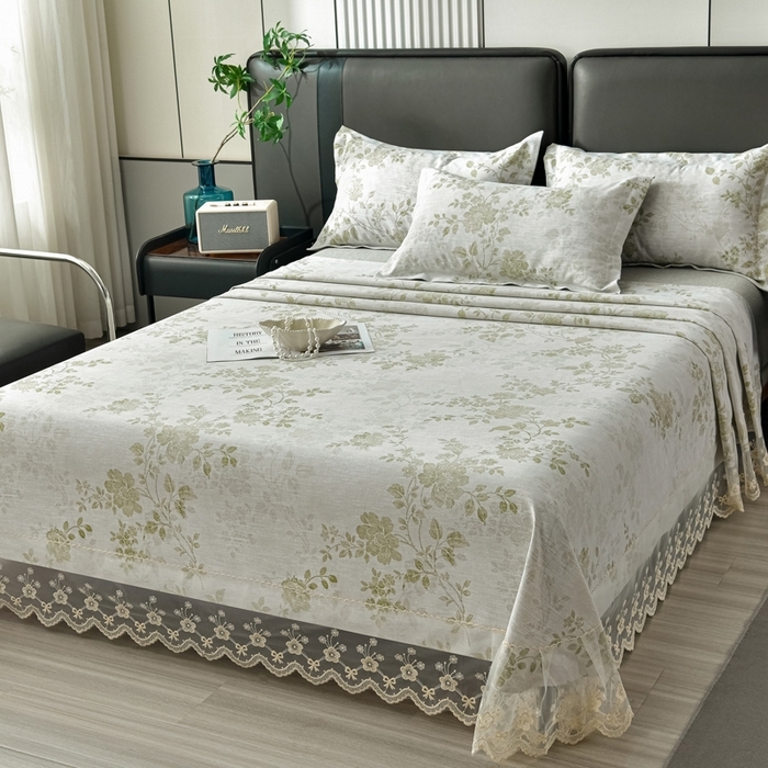 91家纺网 家纺一手货源 找家纺 （总）星窝家纺 2026新款花边老粗布凉席三件套