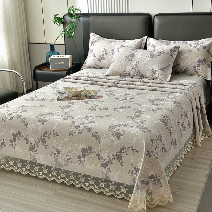 91家纺网 家纺一手货源 找家纺 （总）星窝家纺 2026新款花边老粗布凉席三件套