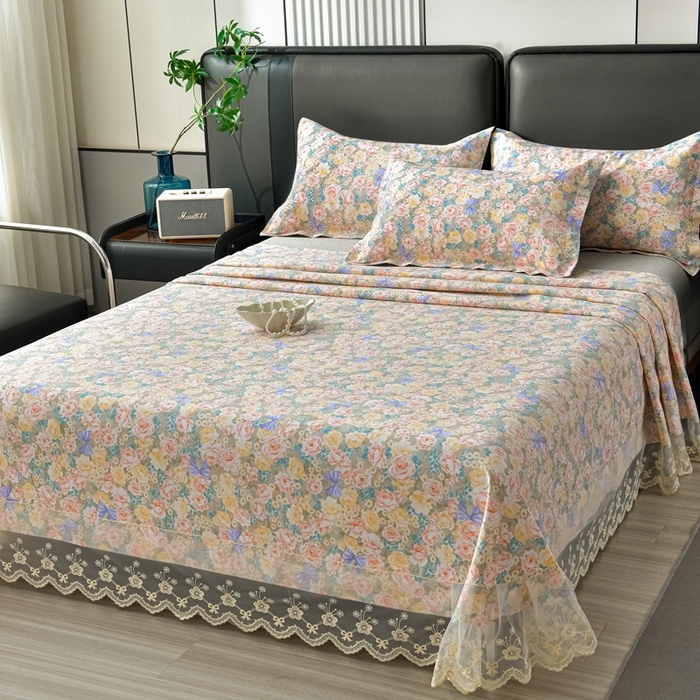 91家纺网 家纺一手货源 找家纺 （总）星窝家纺 2026新款花边老粗布凉席三件套