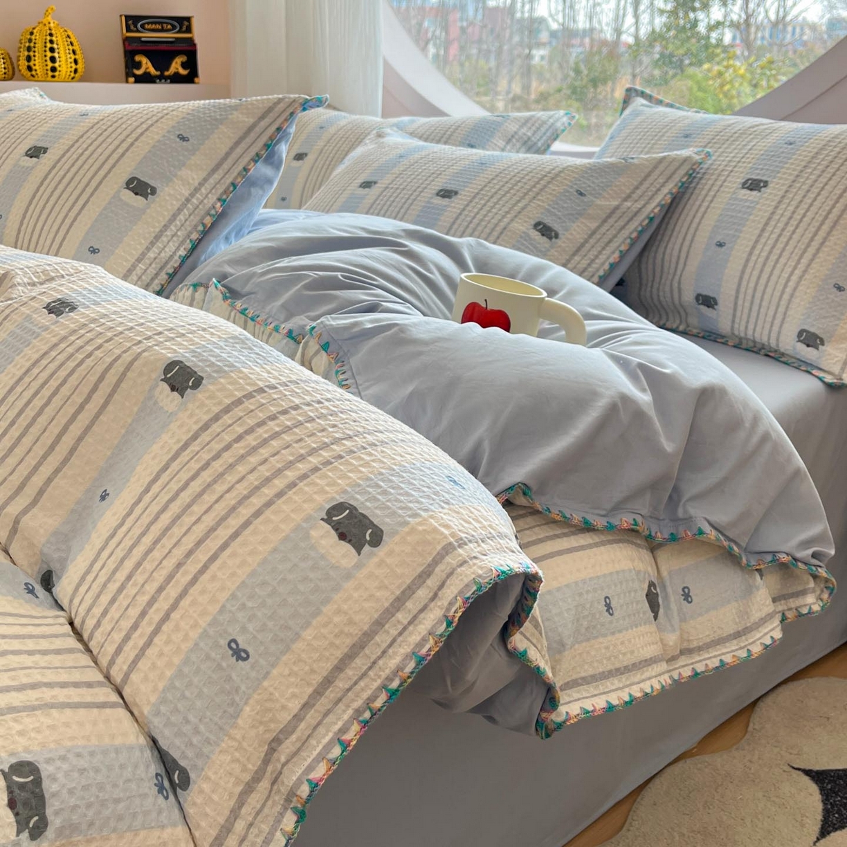 91家纺网 家纺一手货源 找家纺 （总）涵宸家纺 2026新款全棉华夫格贝壳边四件套