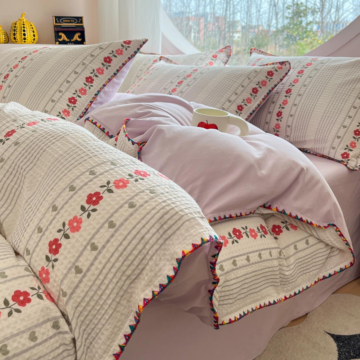 91家纺网 家纺一手货源 找家纺 （总）涵宸家纺 2026新款全棉华夫格贝壳边四件套