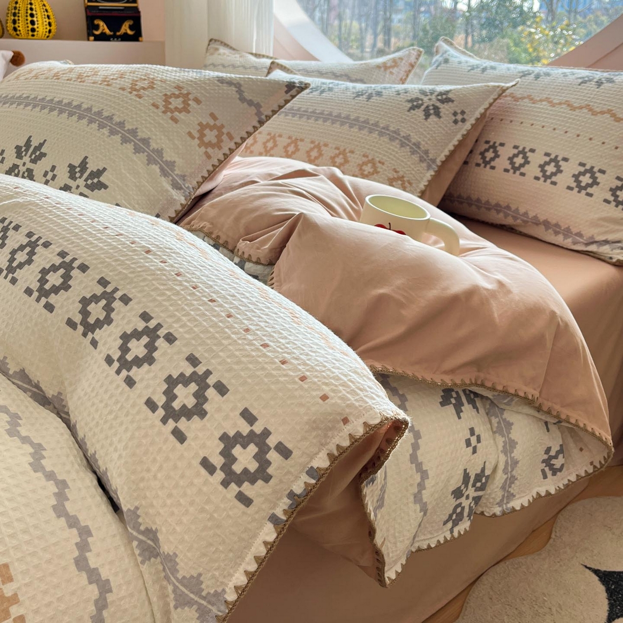 91家纺网 家纺一手货源 找家纺 （总）涵宸家纺 2026新款全棉华夫格贝壳边四件套