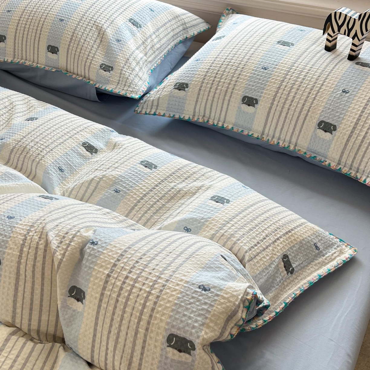 91家纺网 家纺一手货源 找家纺 涵宸家纺 2026新款全棉华夫格贝壳边四件套 布莱迪