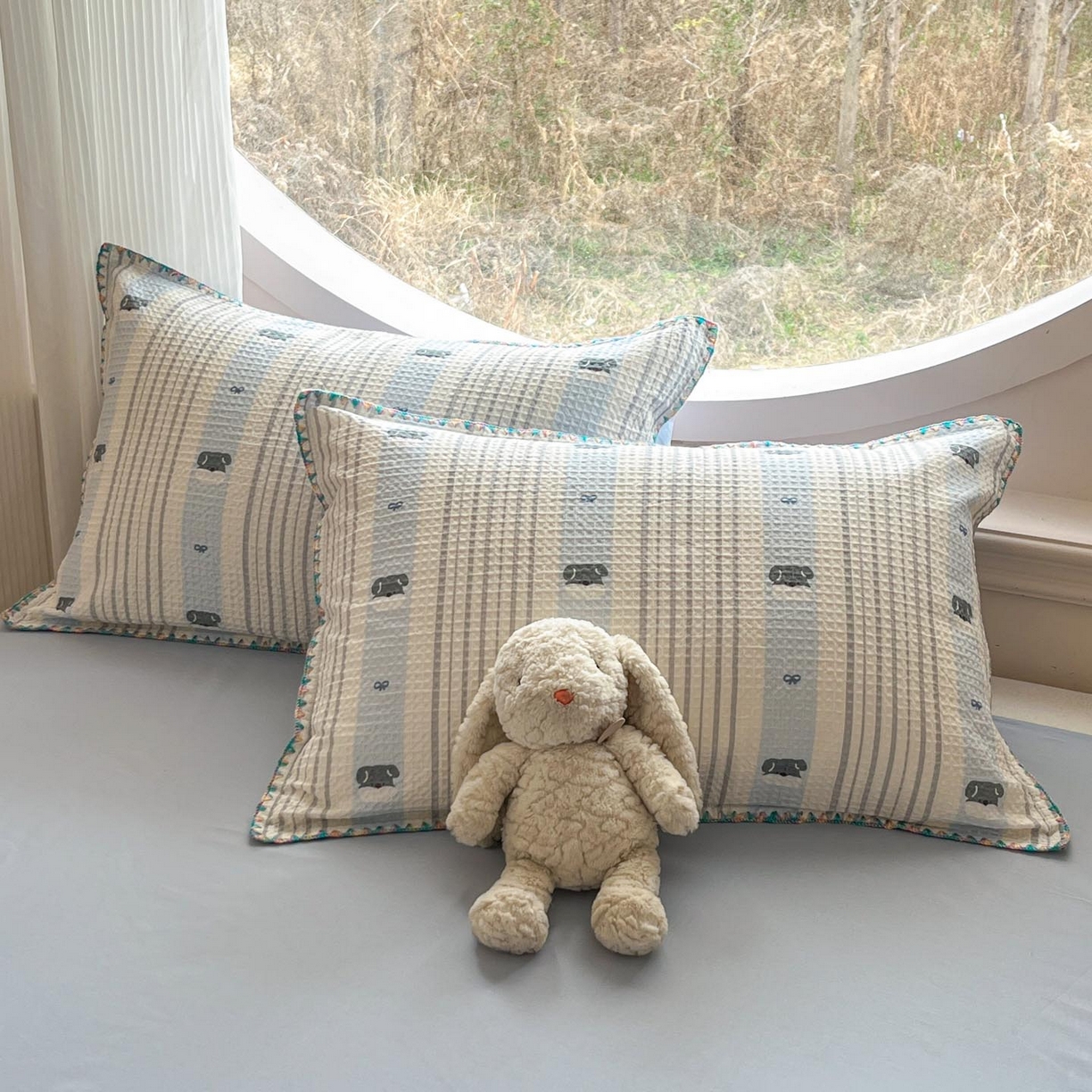 91家纺网 家纺一手货源 找家纺 涵宸家纺 2026新款全棉华夫格贝壳边四件套 布莱迪