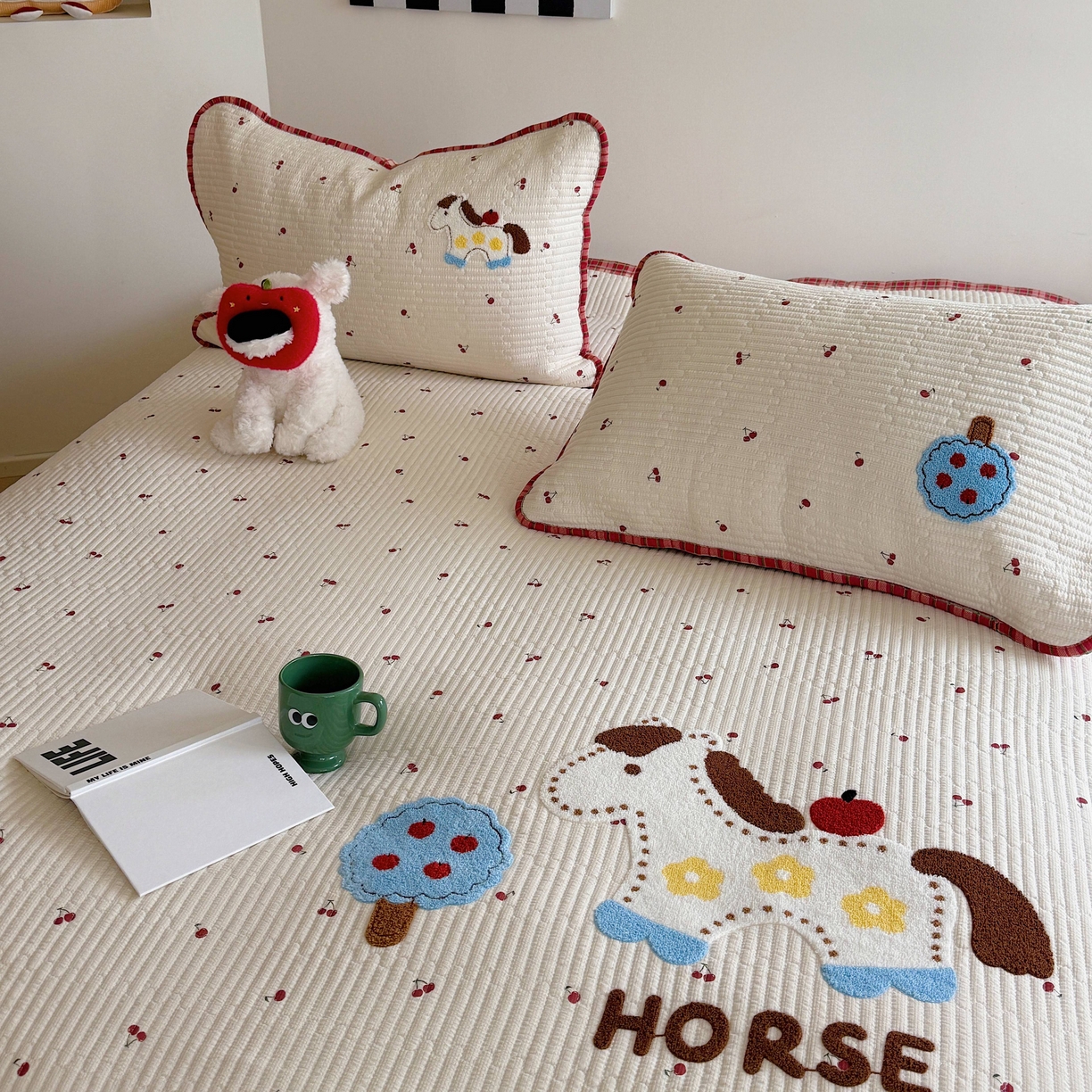 91家纺网 家纺一手货源 找家纺 顾里家纺 2026新款ins韩风床盖单品床盖单件三件套被套四件套 爱岛小马