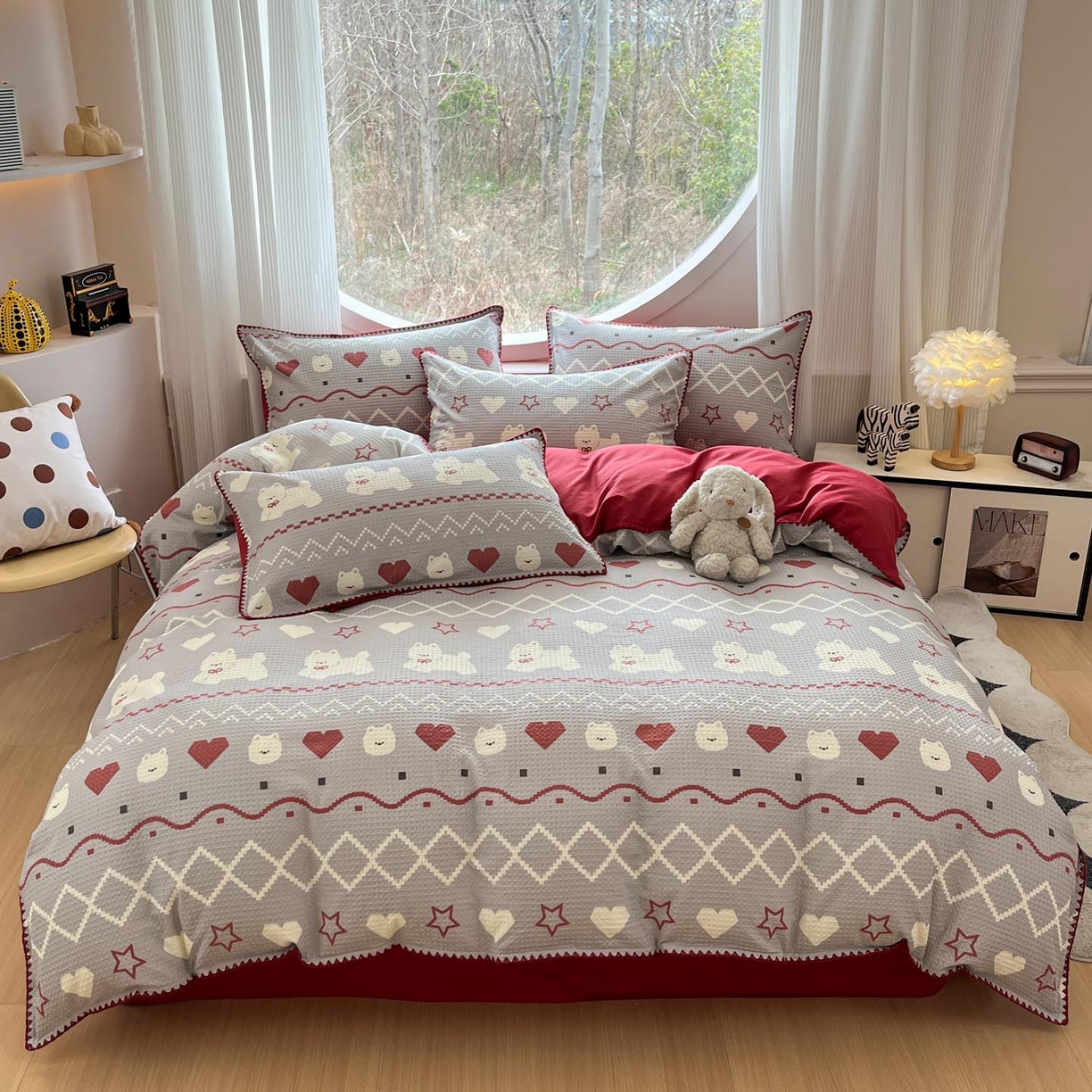 91家纺网 家纺一手货源 找家纺 涵宸家纺 2026新款全棉华夫格贝壳边四件套 卡米喏