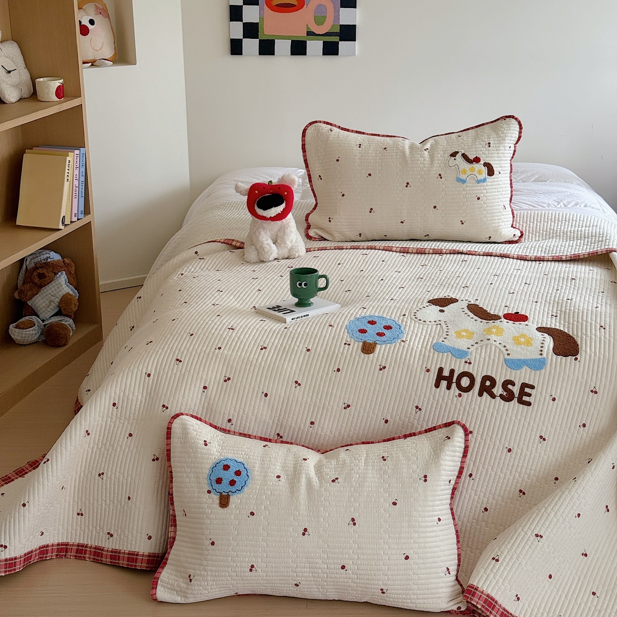 91家纺网 家纺一手货源 找家纺 顾里家纺 2026新款ins韩风床盖单品床盖单件三件套被套四件套 爱岛小马