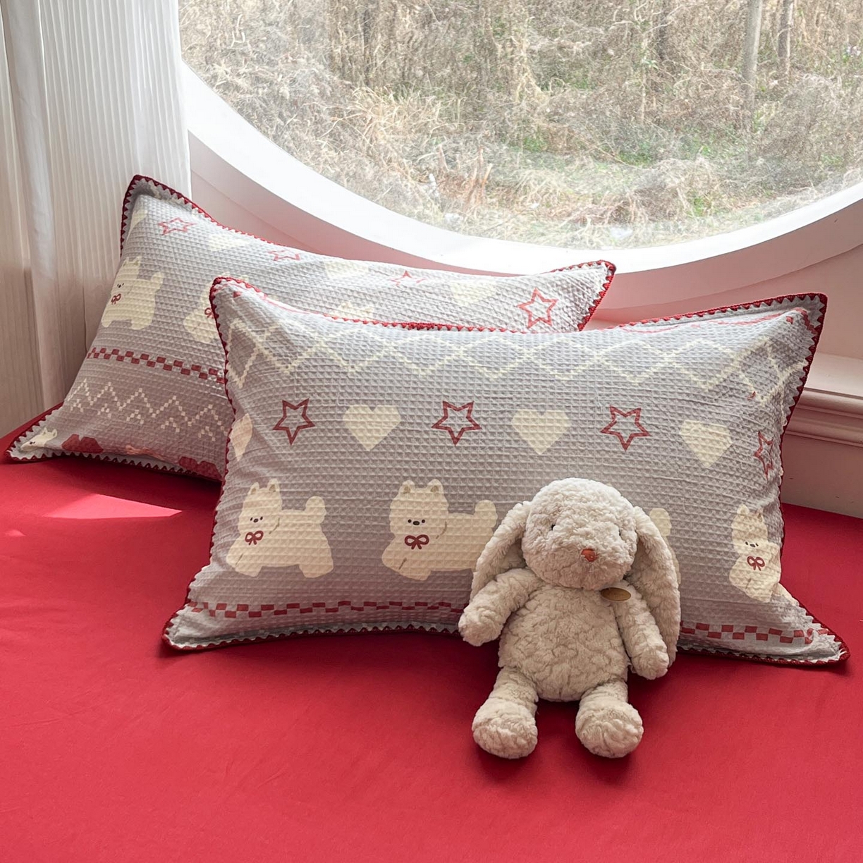 91家纺网 家纺一手货源 找家纺 涵宸家纺 2026新款全棉华夫格贝壳边四件套 卡米喏